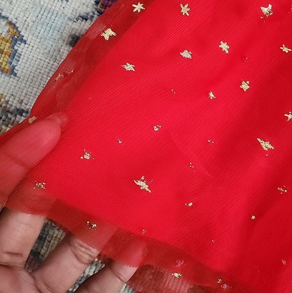 Cat & Jack Girls Brillant Red Christmas Holiday 'Tis The Season' Dress, sz 6/6x - Picture 4 of 11